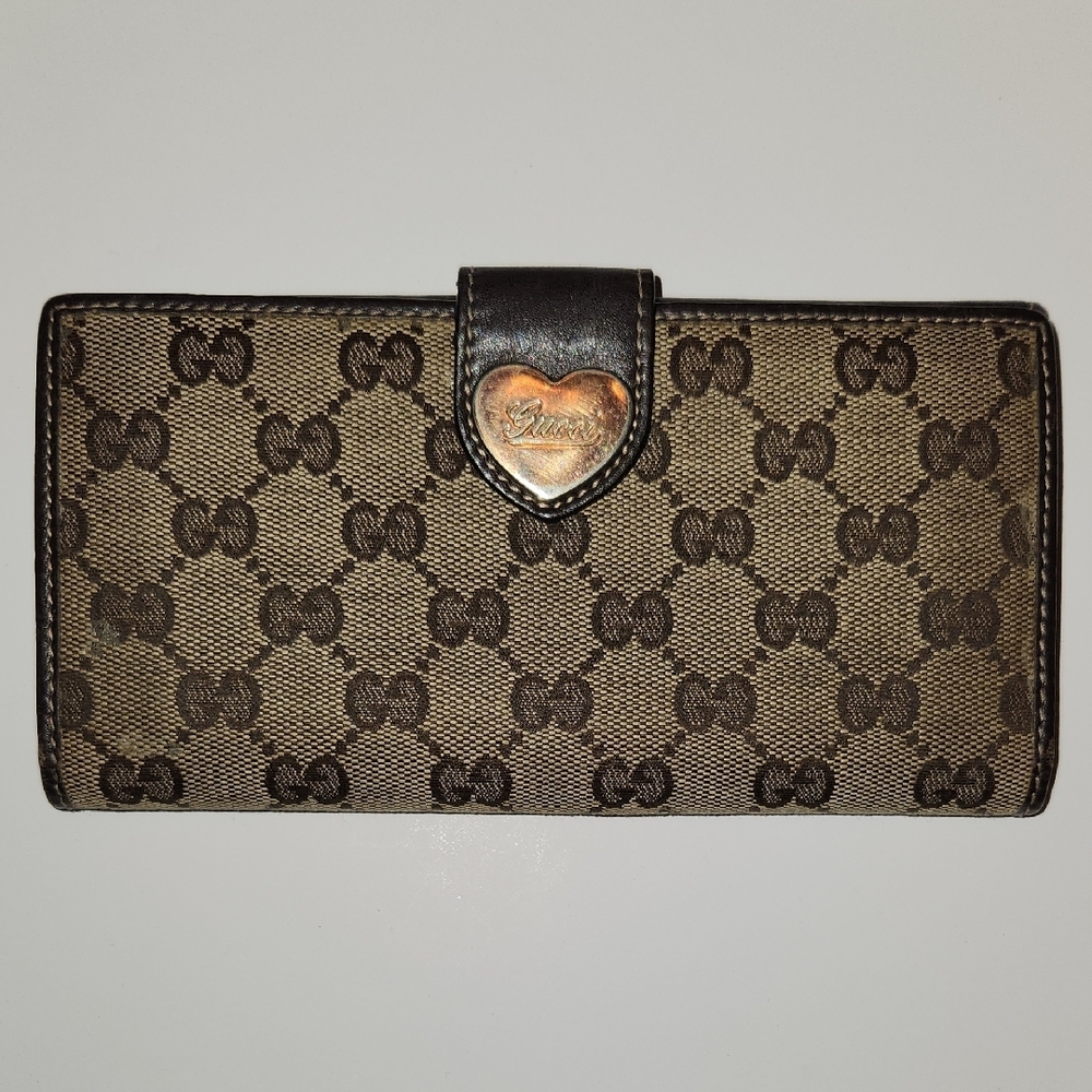 Gucci Beige and Brown Monogram Long Wallet